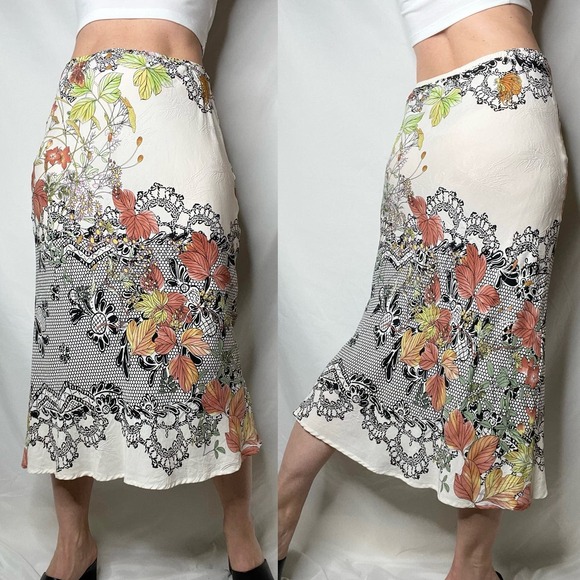Citron Dresses & Skirts - Citron Santa Monica 100% silk floral skirt lace print high rise midi jacquard S